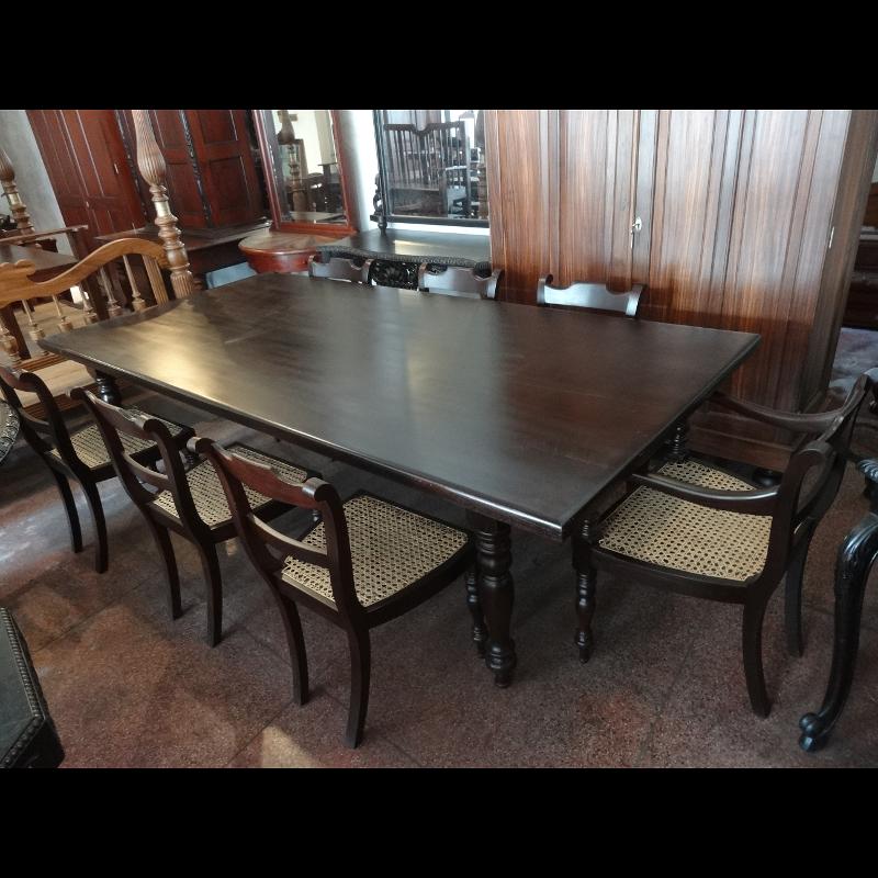 Dining Table with eight Chairs Aludel Wood Kitchen Table